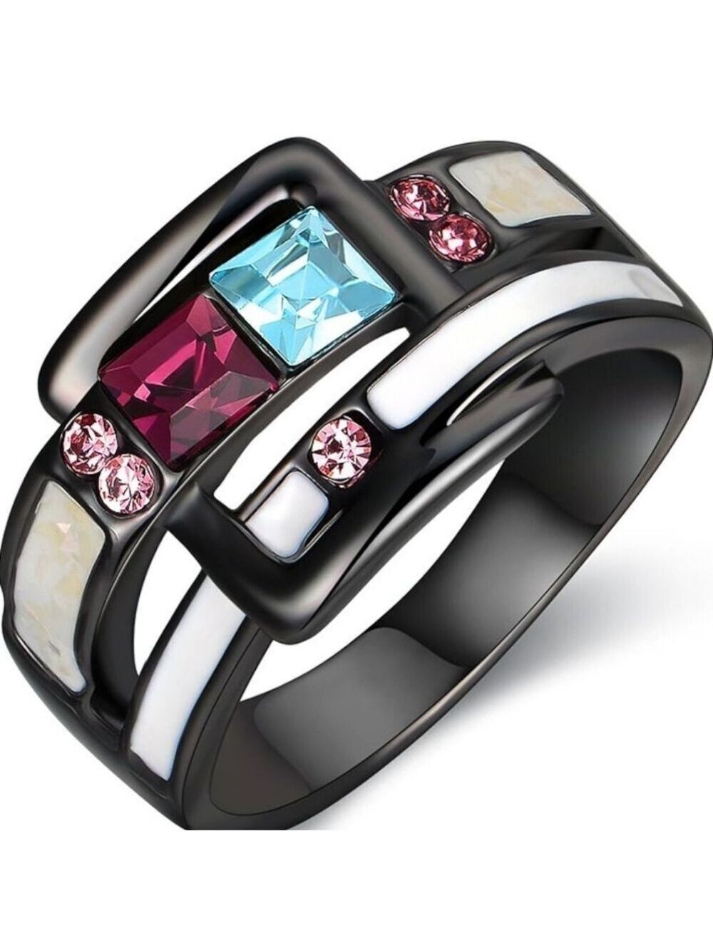 Fashion Enamel and Crystals Ring